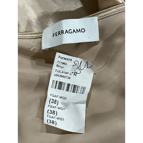 Ferragamo Satin Skirt in Beige 38 New Womens Maxi Gold Long Formal - Picture 10 of 15